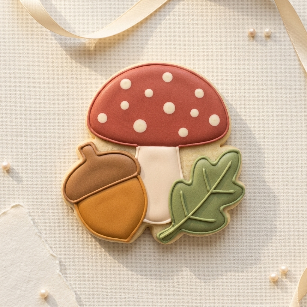 Autumn Mushroom Acorn Cluster Cookie Cutter, 3D Printed Thanksgiving Cutter