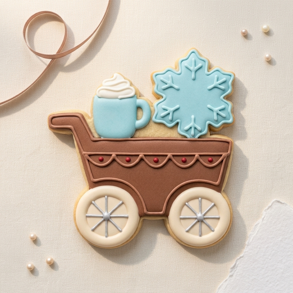 Snowflake Cocoa Bar Cart Cookie Cutter, 3D Printed Christmas Cutter