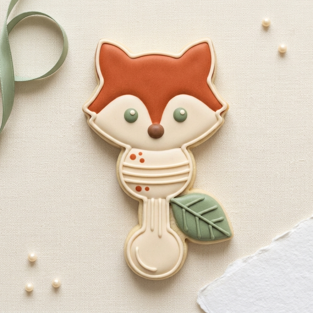 Woodland Fox Rattle Cookie Cutter, 3D Printed Baby Shower Cutter