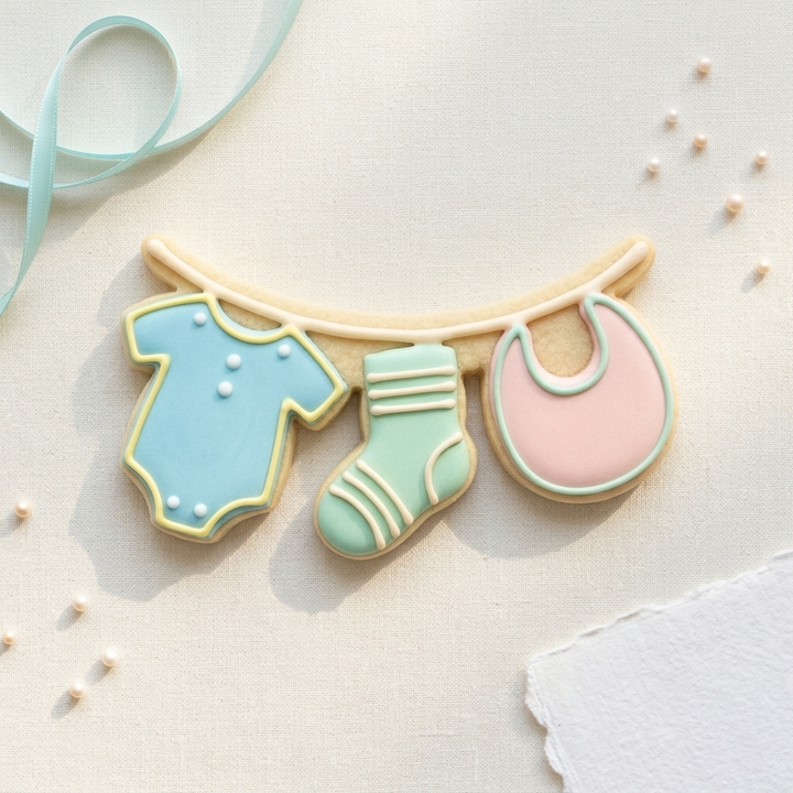 Baby Clothesline Cookie Cutter, 3D Printed Baby Shower Cutter