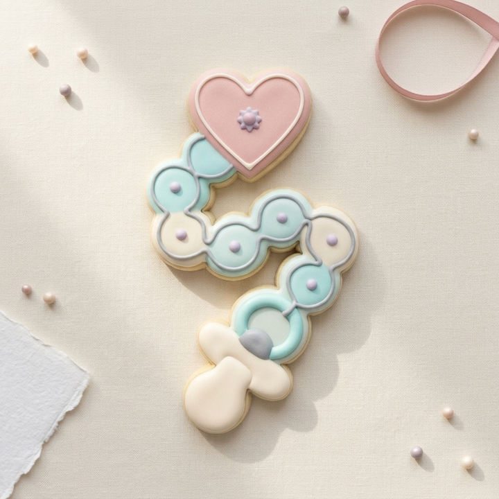 Baby Pacifier Clip Chain Cookie Cutter, 3D Printed Baby Shower Cutter
