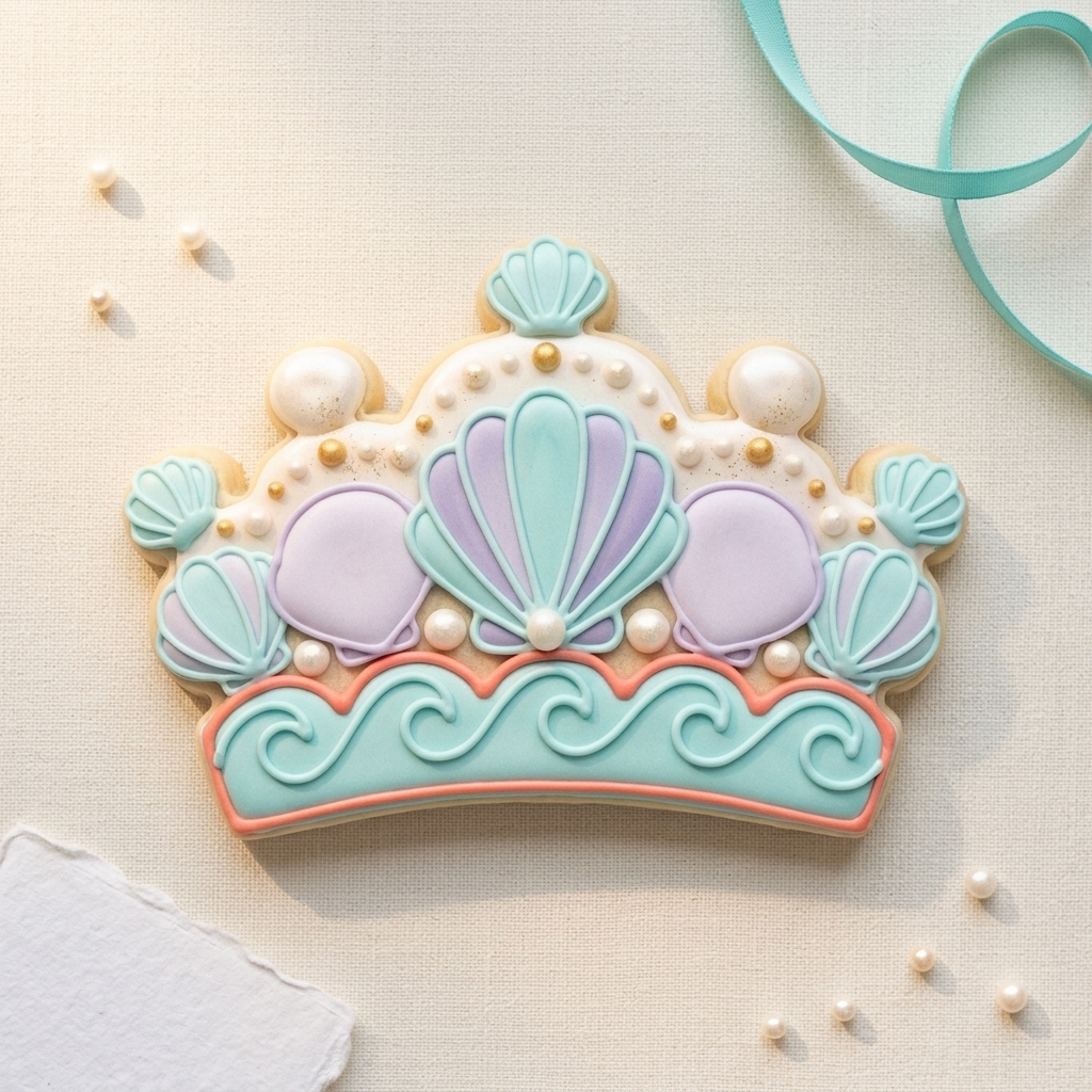 Mermaid Seashell Crown Cookie Cutter, 3D Printed Birthday Party Cutter