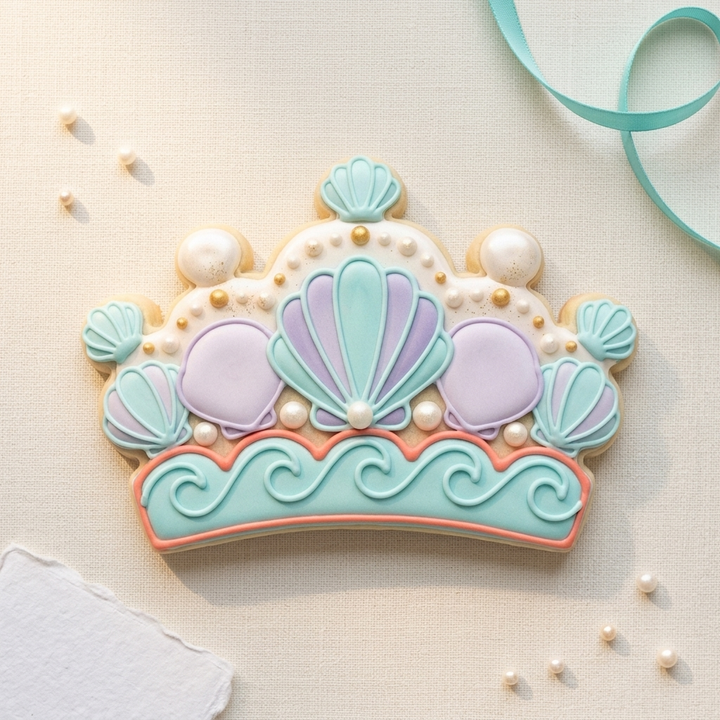 Mermaid Seashell Crown Cookie Cutter, 3D Printed Birthday Party Cutter