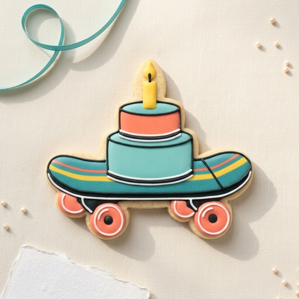 Skateboard Birthday Cake Cookie Cutter, 3D Printed Birthday Party Cutter