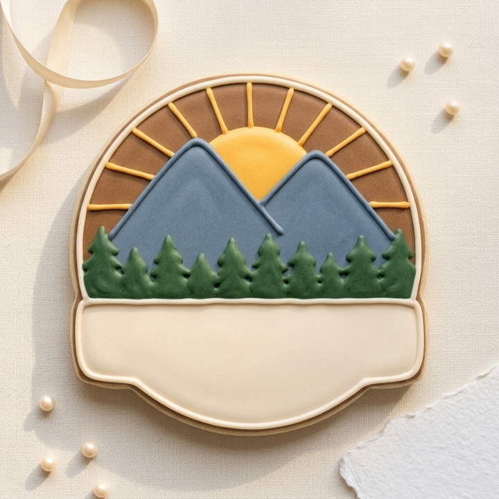 Mountain Summit Badge Cookie Cutter, 3D Printed Travel Theme Cutter