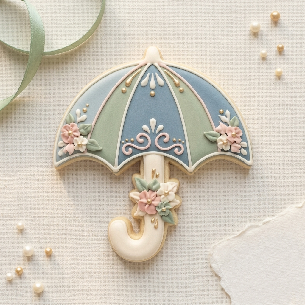 Bridal Shower Floral Umbrella Cookie Cutter, 3D Printed Wedding Cutter