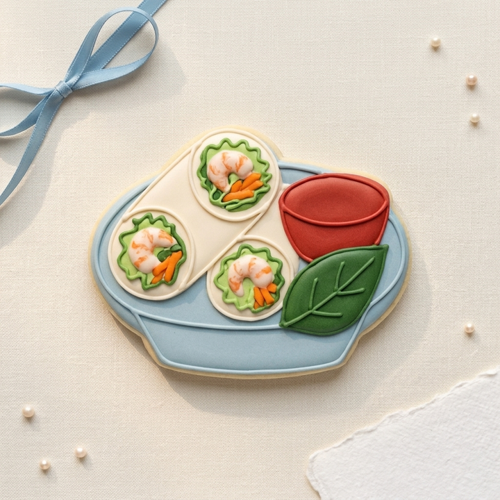 Spring Roll Plate Cookie Cutter, 3D Printed Food Theme Cutter