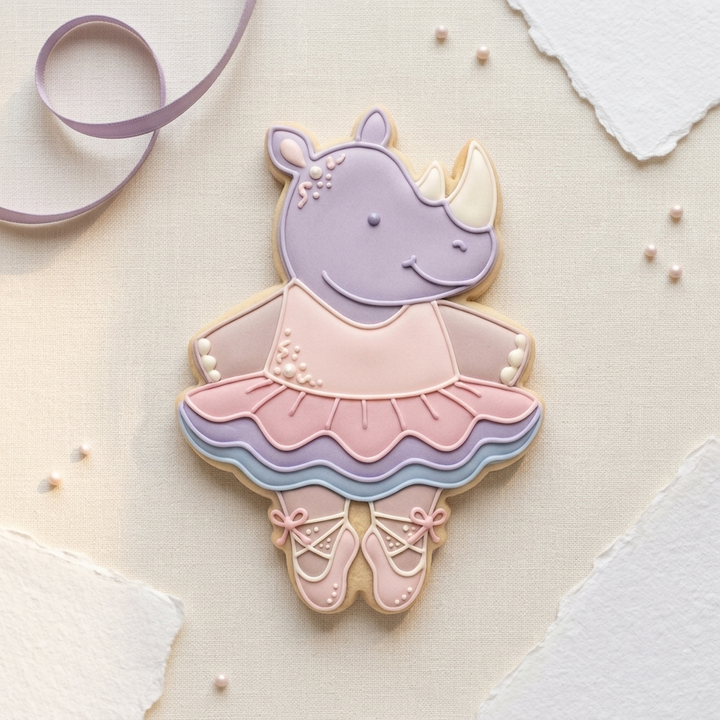 Ballerina Rhino Cookie Cutter, 3D Printed Ballet Recital Design