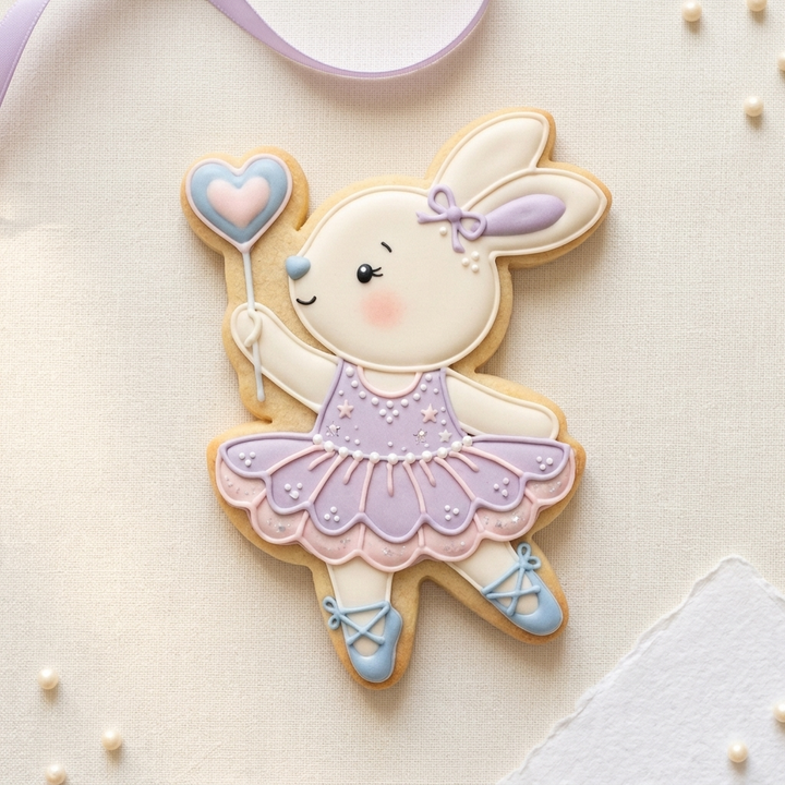 Ballerina Bunny with Heart Wand Cookie Cutter, 3D Printed Ballet Recital Design