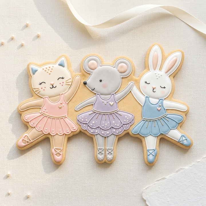 Ballerina Animal Trio Cookie Cutter, 3D Printed Ballet Recital Design