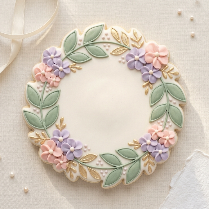 Round Leafy Plaque Cookie Cutter, 3D Printed Garden Design