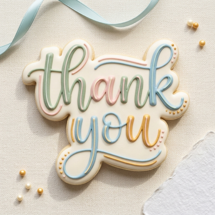 Thank You Script Cookie Cutter, 3D Printed Party Design