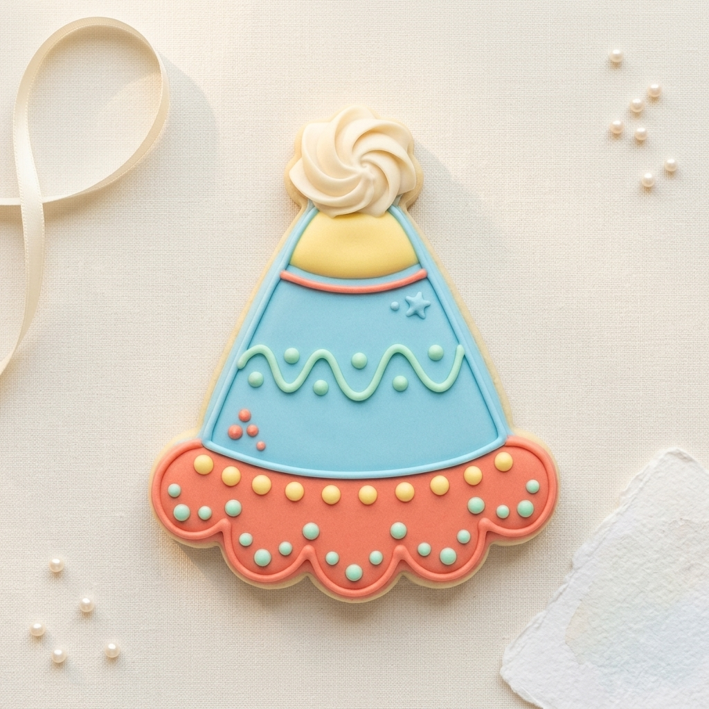 Scalloped Birthday Hat Cookie Cutter, 3D Printed Birthday Design
