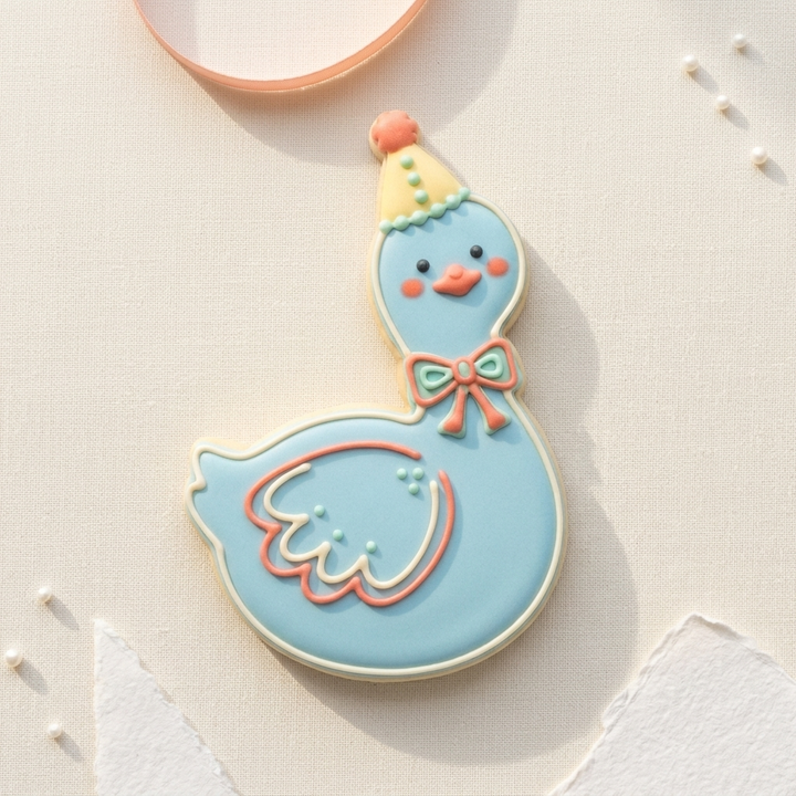 Silly Goose with Birthday Hat and Bow Cookie Cutter, 3D Printed Birthday Design