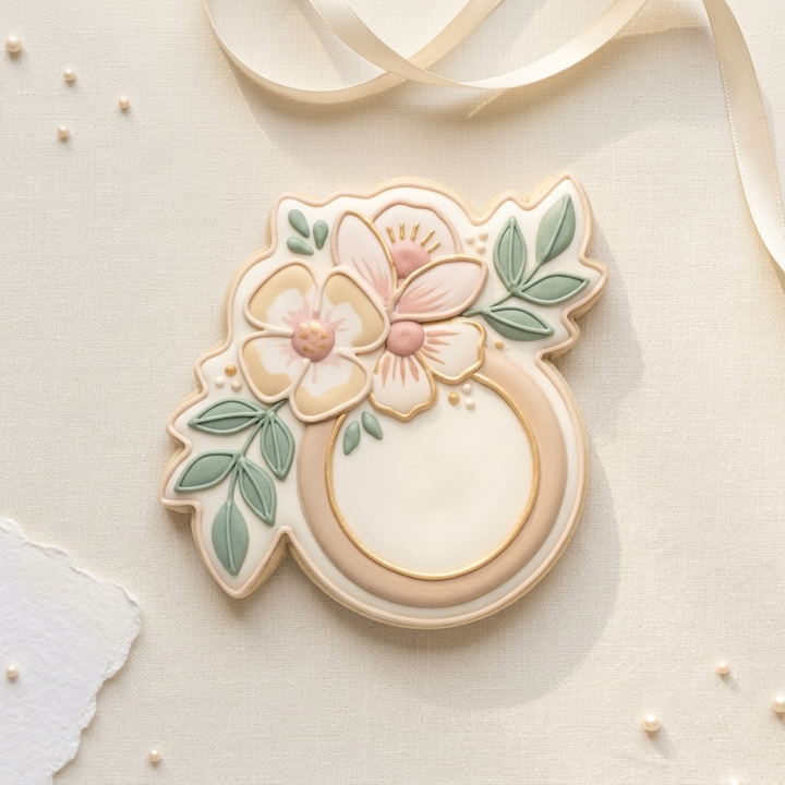 Floral Engagement Ring Cookie Cutter, 3D Printed Wedding Design