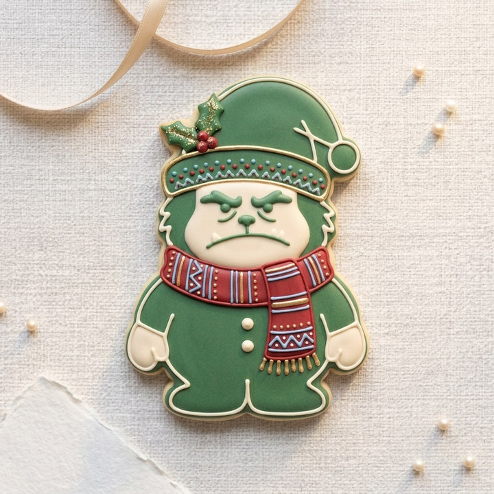 Whimsical Holiday Grouch Cookie Cutter, 3D Printed Holiday Design