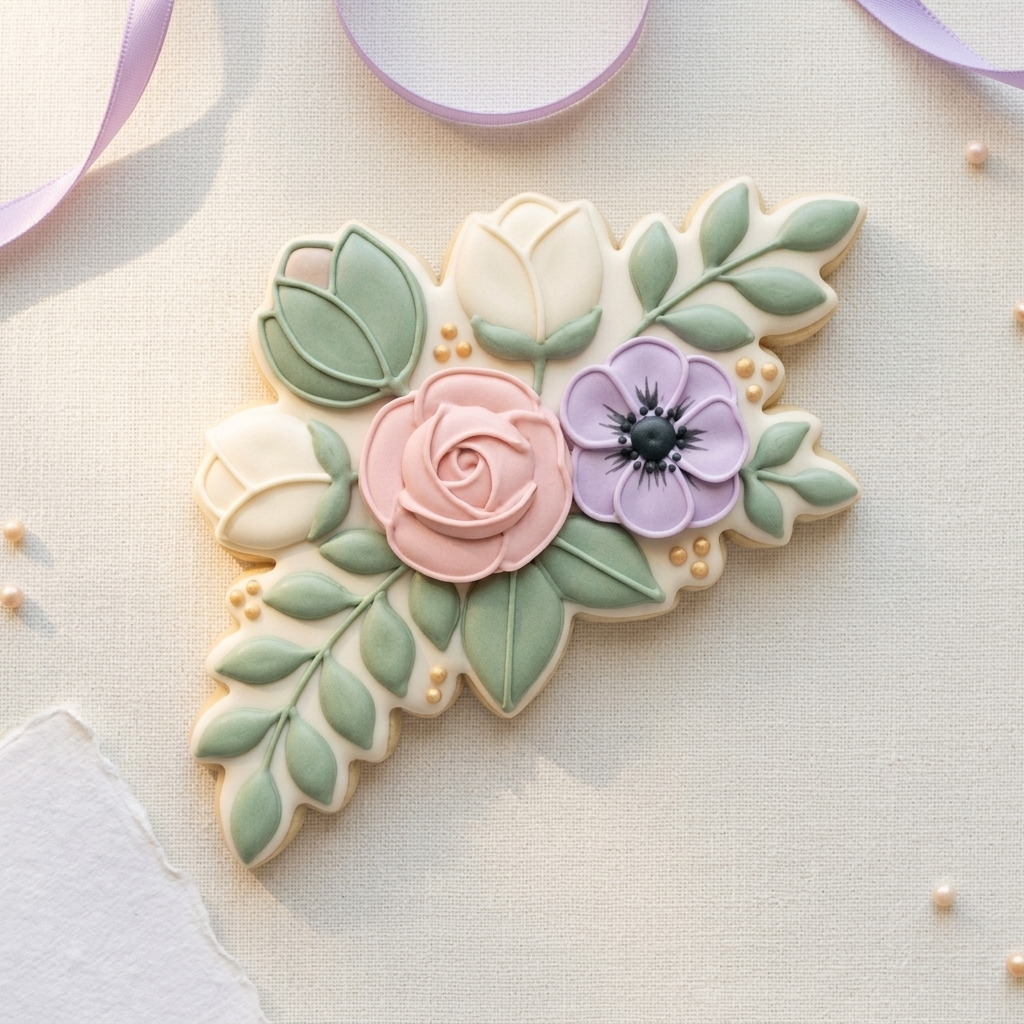 Floral Corner Cluster Cookie Cutter, 3D Printed Garden Design