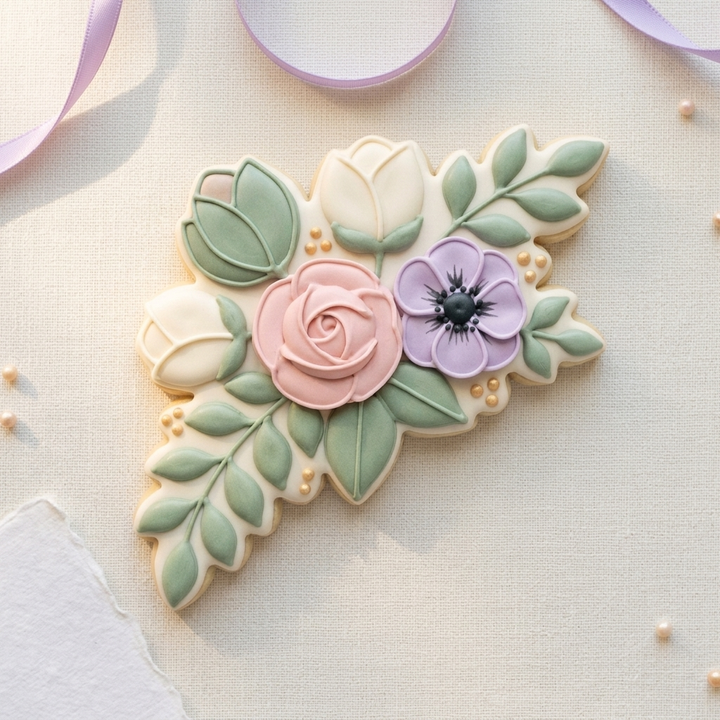 Floral Corner Cluster Cookie Cutter, 3D Printed Garden Design