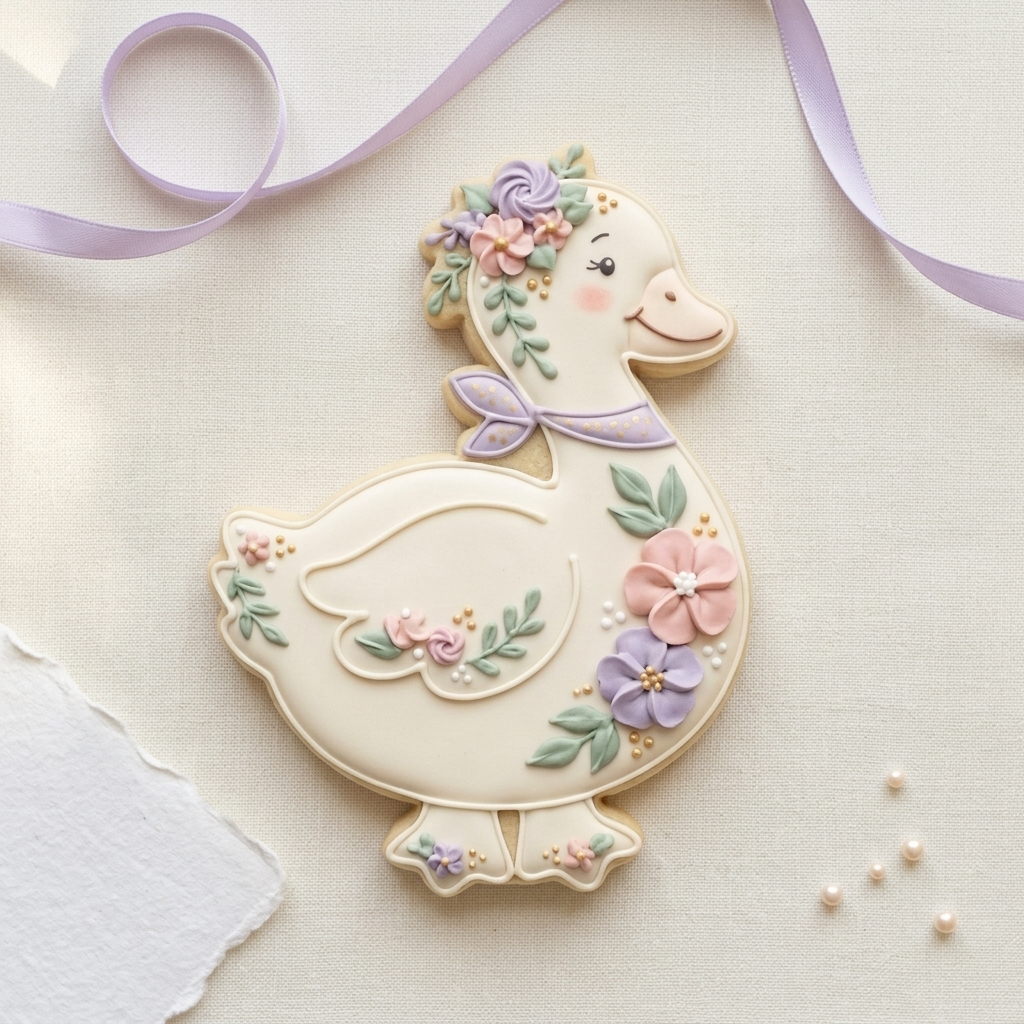 Floral Girly Goose Cookie Cutter, 3D Printed Garden Design
