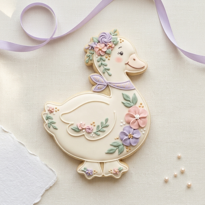 Floral Girly Goose Cookie Cutter, 3D Printed Garden Design