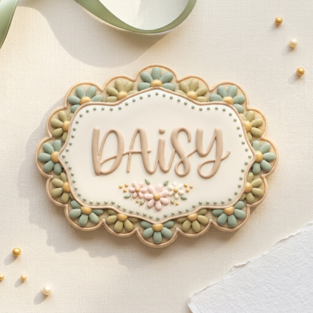 Skinny Daisy Word Plaque Cookie Cutter, 3D Printed Wedding Design