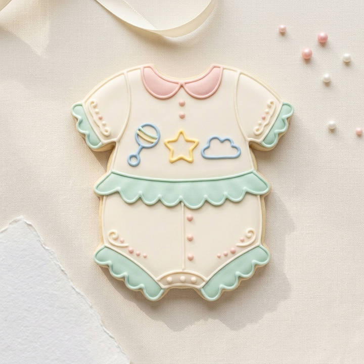 Ruffled Baby Bodysuit Cookie Cutter, 3D Printed Baby Shower Design