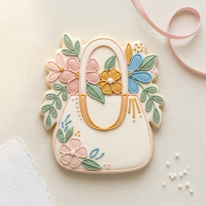 Bag with Flowers Cookie Cutter, 3D Printed Party Design
