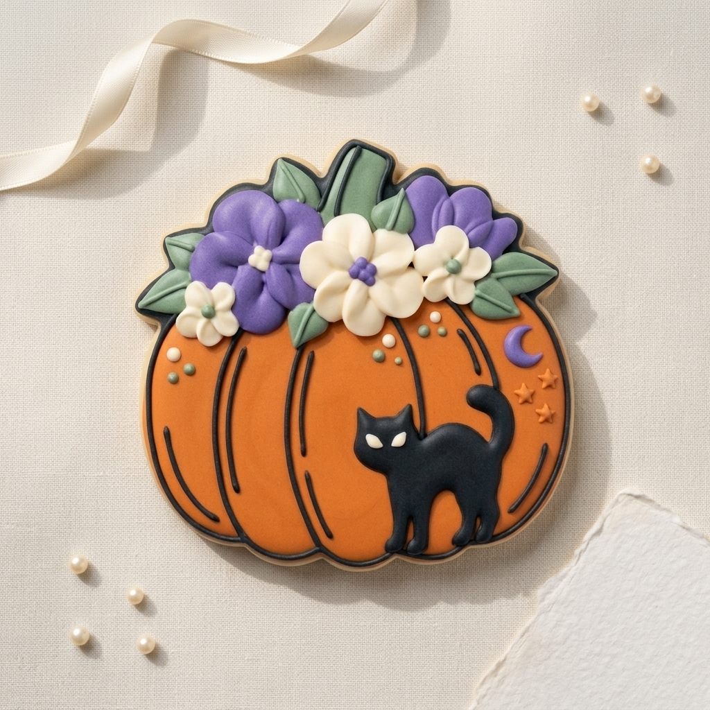 Floral Pumpkin Cookie Cutter, 3D Printed Halloween Design
