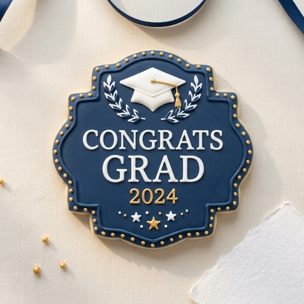 Congrats Grad Plaque Cookie Cutter, 3D Printed Graduation Design