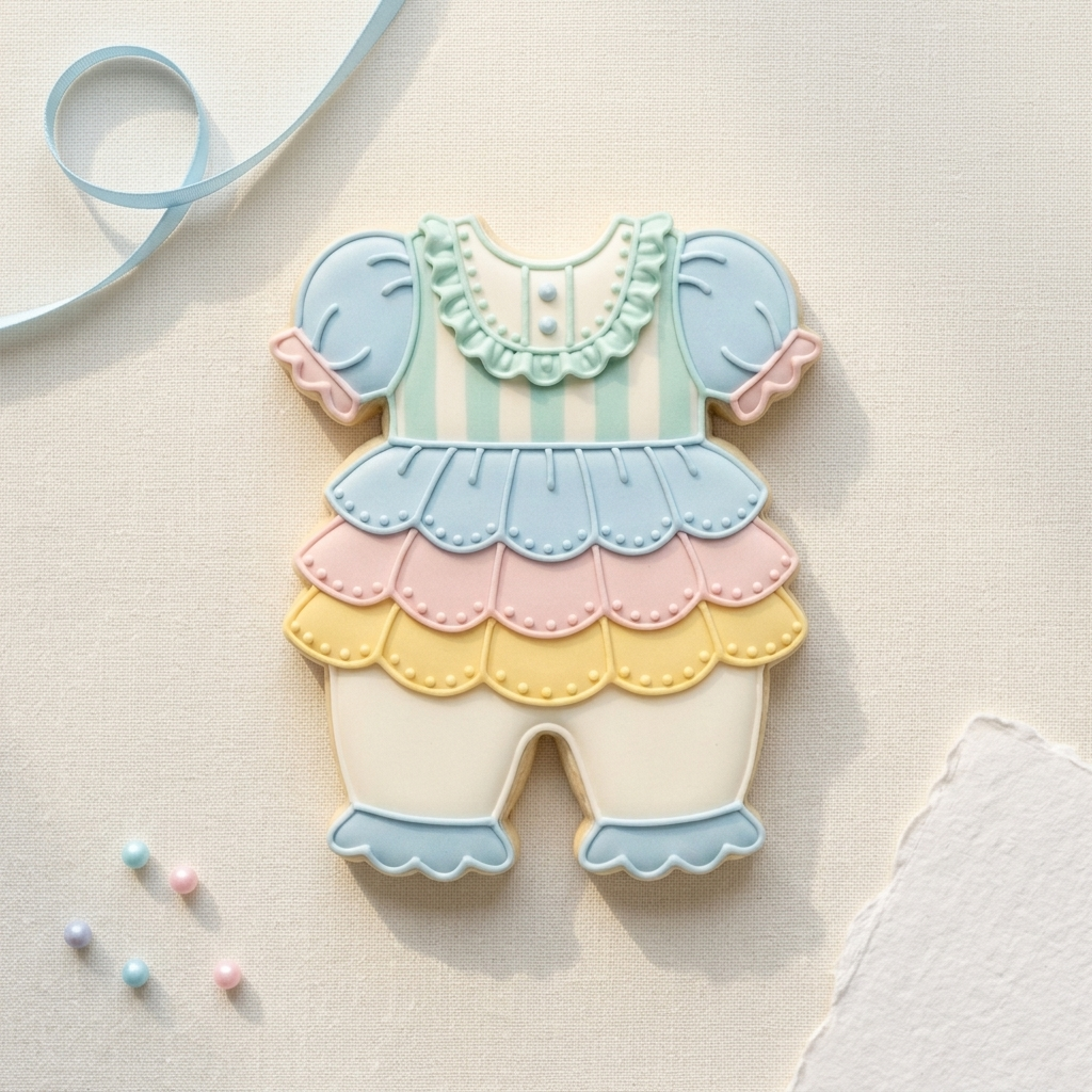 Ruffle Baby Girl Romper Cookie Cutter, 3D Printed Baby Shower Design