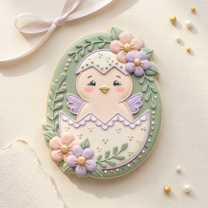 Flower Egg Chick Cute Chick In Egg Option Cookie Cutter, 3D Printed Garden Design