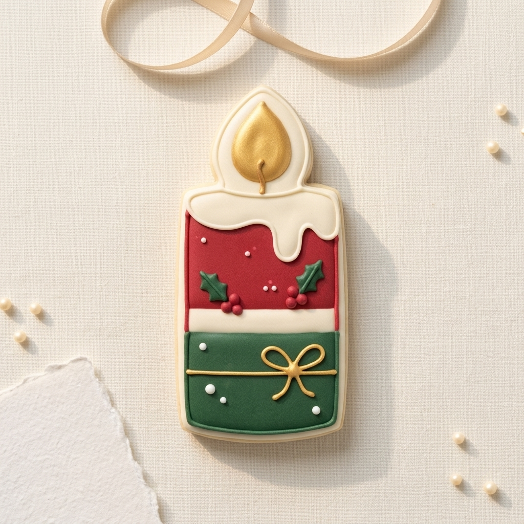 Christmas Candle Cookie Cutter, 3D Printed Holiday Design