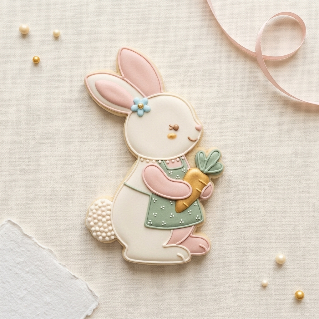 Girl Bunny with Carrot Cookie Cutter, 3D Printed Party Design
