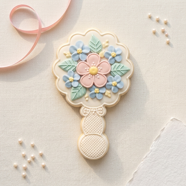 Floral Rattle Cookie Cutter, 3D Printed Baby Shower Design