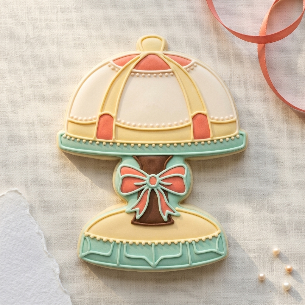 One Tier Cake Stand with Ribbon Cookie Cutter, 3D Printed Food Design