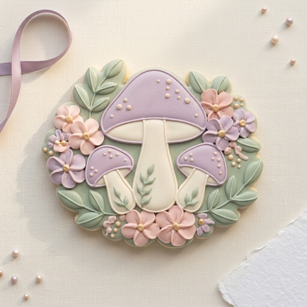 Mushroom Floral Cluster Cookie Cutter, 3D Printed Garden Design