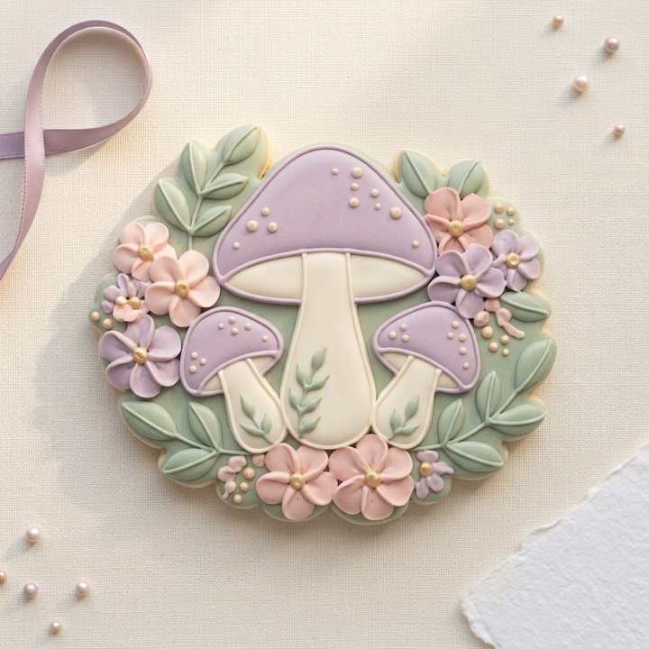 Mushroom Floral Cluster Cookie Cutter, 3D Printed Garden Design