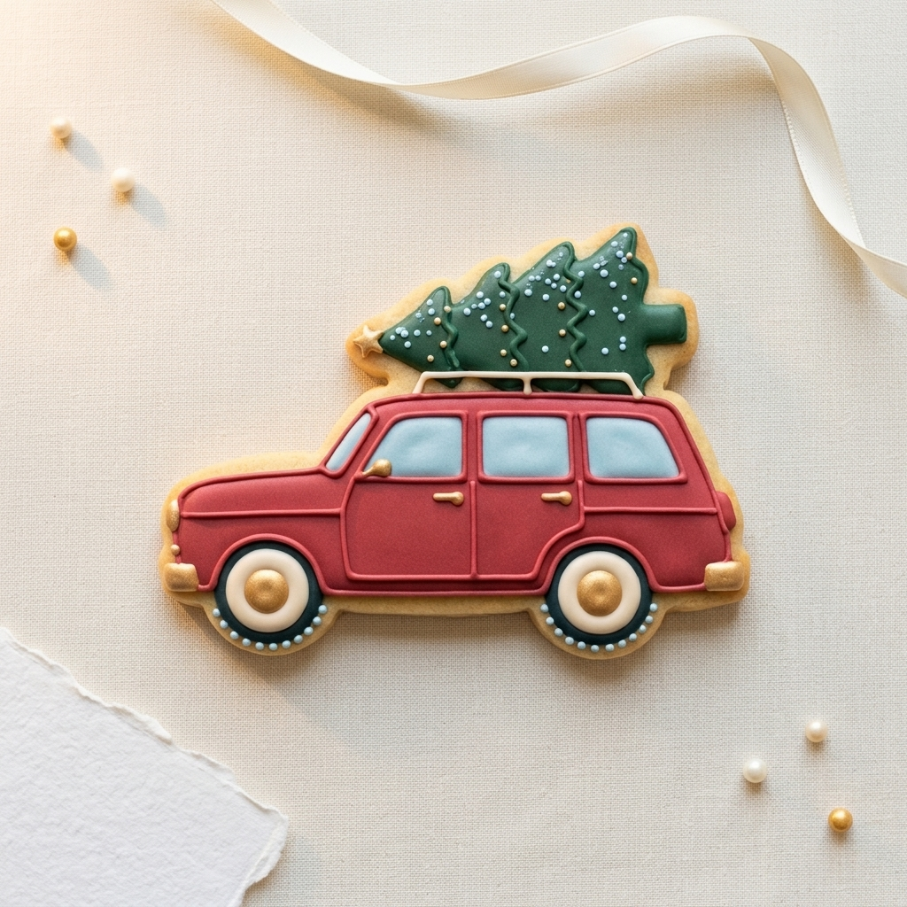 Christmas Car with Tree Cookie Cutter, 3D Printed Holiday Design