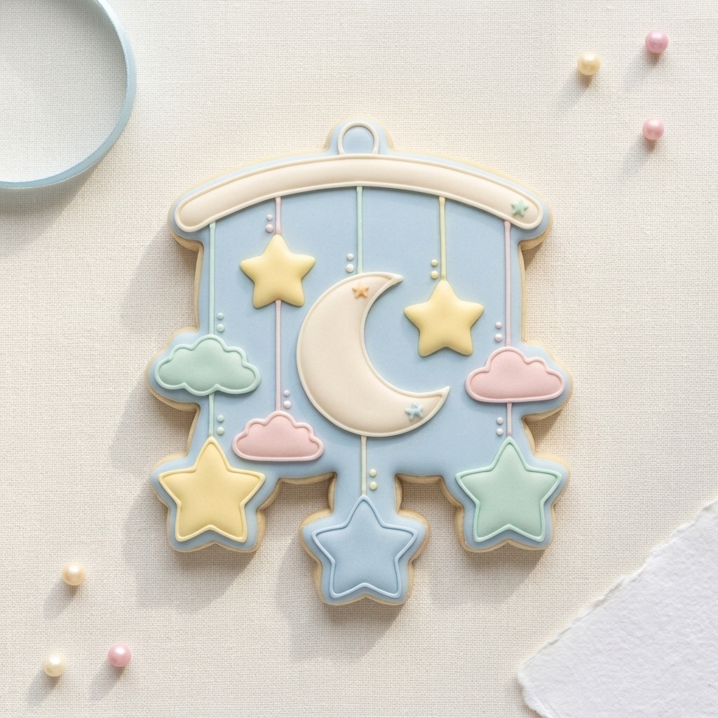Moon and Stars Baby Mobile Cookie Cutter, 3D Printed Baby Shower Design