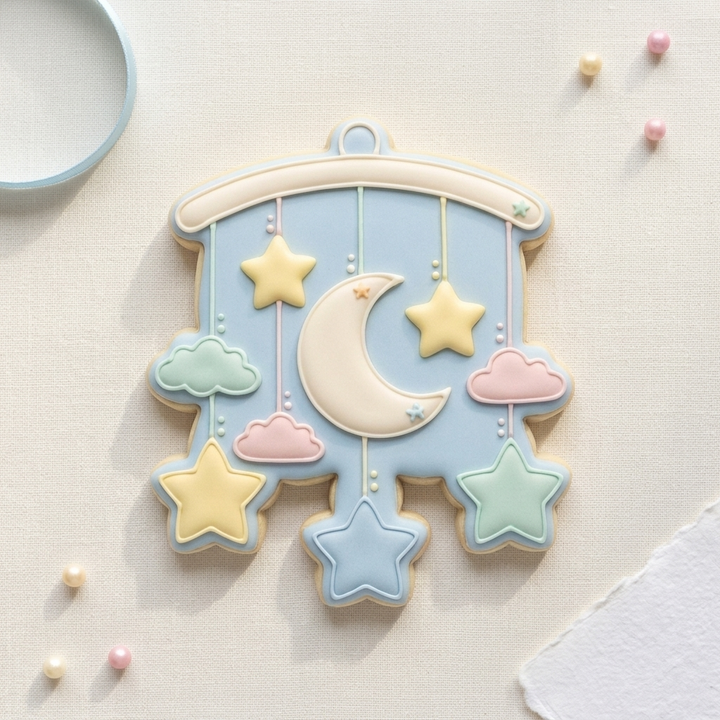 Moon and Stars Baby Mobile Cookie Cutter, 3D Printed Baby Shower Design