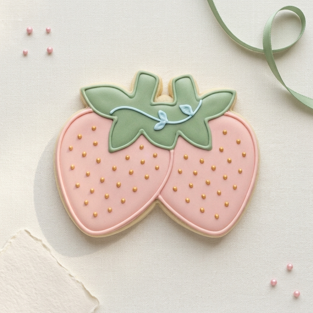 Double Strawberries Cookie Cutter, 3D Printed Party Design