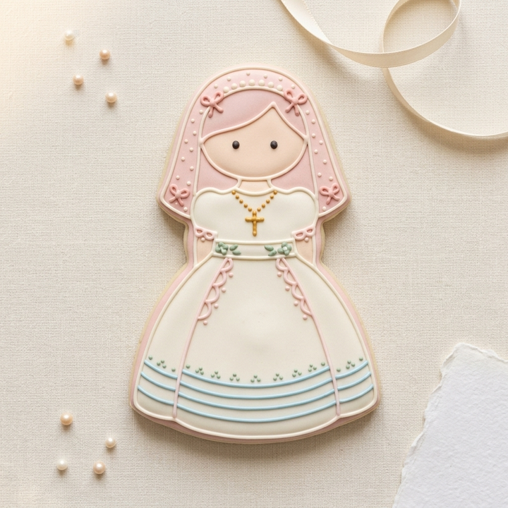 Communion Girl Cookie Cutter, 3D Printed Party Design