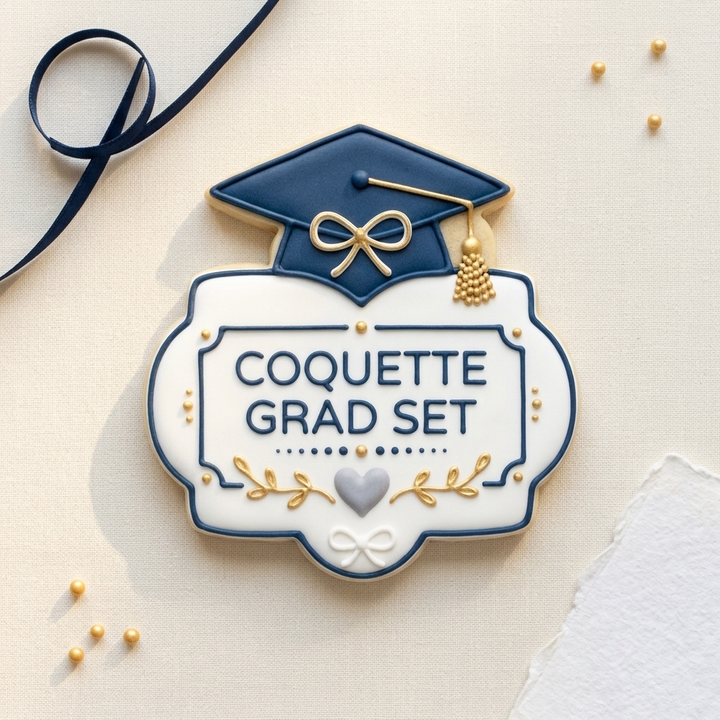 Coquette Grad Set Cookie Cutter, 3D Printed Graduation Design