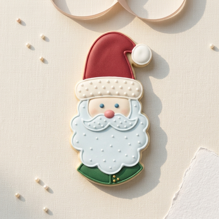 Christmas Skinny Santa Face Cookie Cutter, 3D Printed Holiday Design