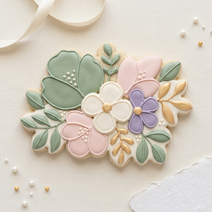 Boho Floral Cluster Cookie Cutter, 3D Printed Garden Design