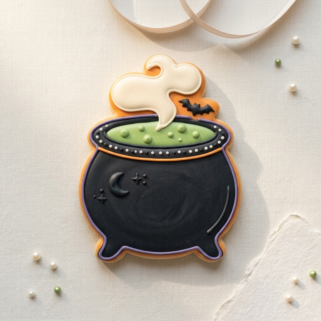 Bubbling Witch's Cauldron Cookie Cutter, 3D Printed Halloween Design
