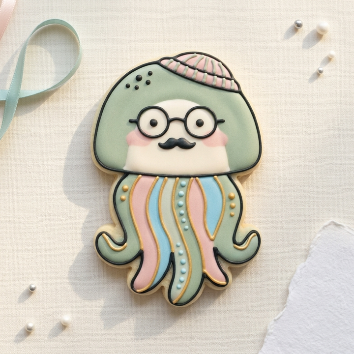 Hipster Jellyfish Cookie Cutter, 3D Printed Party Design