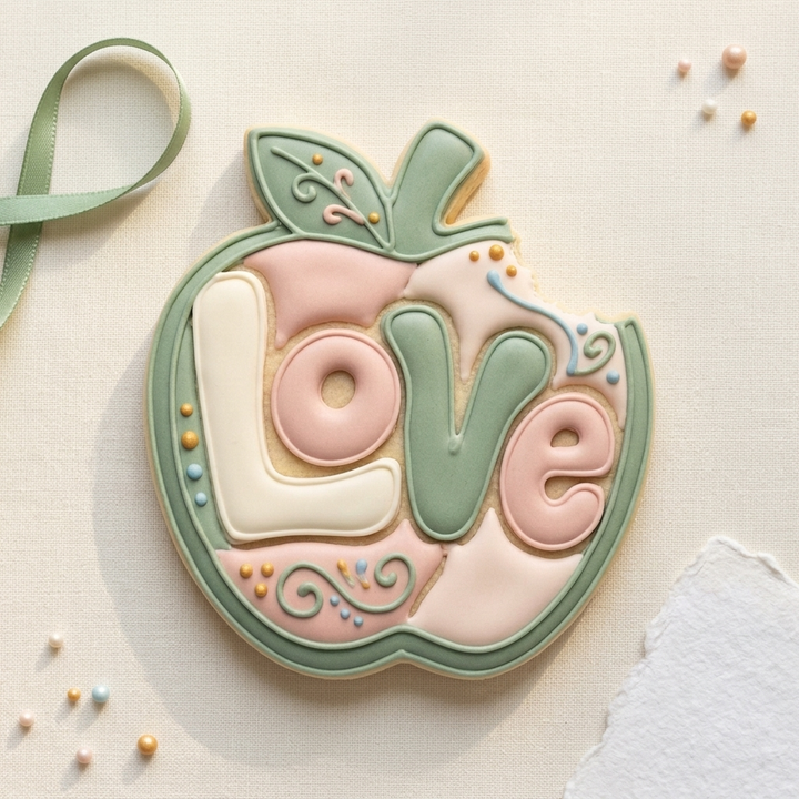 Bitten Apple with Love Cookie Cutter, 3D Printed Party Design