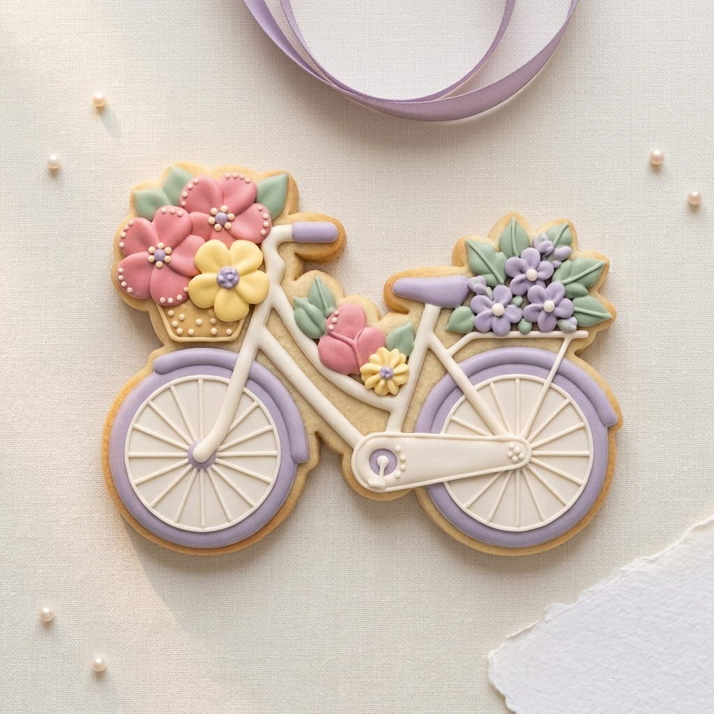 Floral Bike Cookie Cutter, 3D Printed Mother’s Day Design
