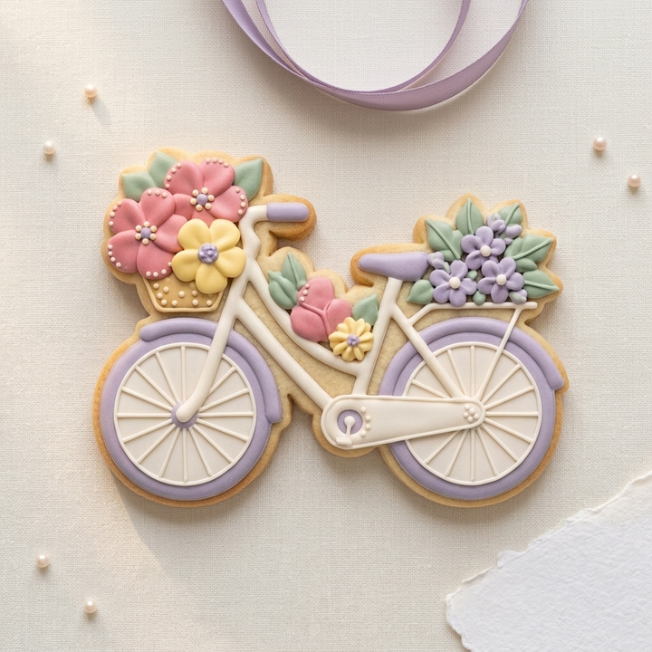 Floral Bike Cookie Cutter, 3D Printed Mother’s Day Design